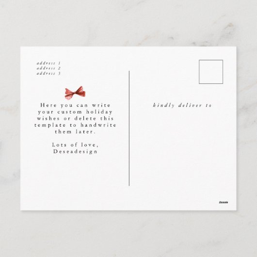 Sweet Doodle Bows Chic Photo Collage Kerstmis Feestdagenkaart (Achterkant)