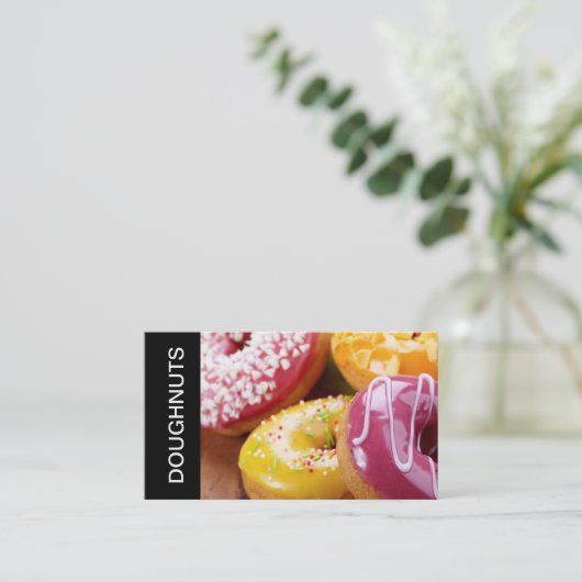 Sweet Doughnut Shop Kleurrijke Visitekaartjes (Staand voorkant)