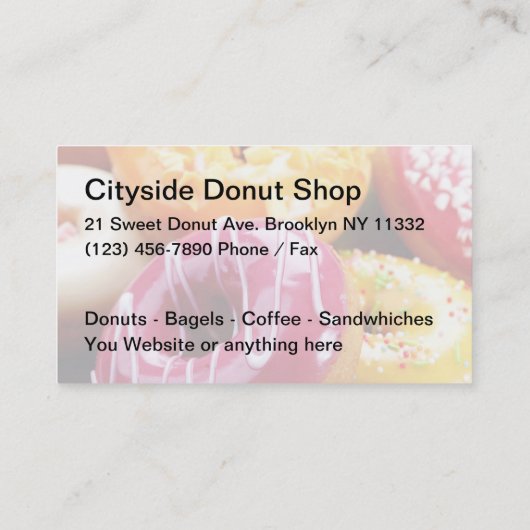 Sweet Doughnut Shop Kleurrijke Visitekaartjes (Achterkant)