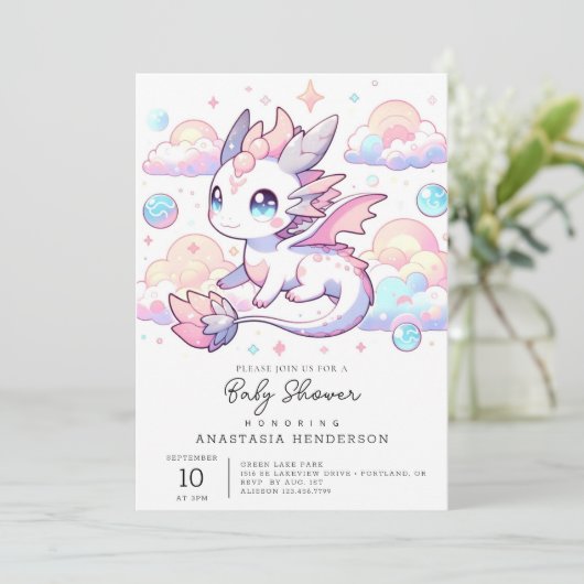 Sweet Dragon-Baby shower Kaart (Staand voorkant)
