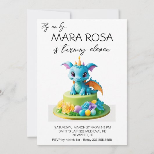 *~* Sweet Dragon Cake Foto AP88 Verjaardagsfeest Kaart (Voorkant)