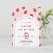 Sweet Dragon Fruit First Birthday Invitation Kaart (Staand voorkant)