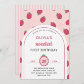 Sweet Dragon Fruit First Birthday Invitation Kaart (Voorkant / Achterkant)