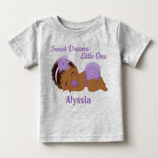Sweet Dreams Afro-Amerikaans Baby Meisje T-shirt (Voorkant)