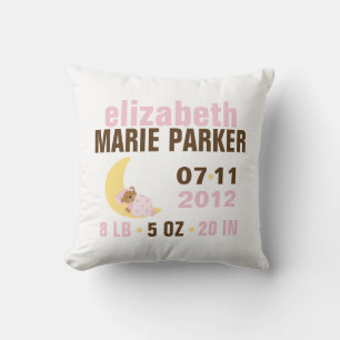 Sweet Dreams Baby Beer Geboorteaankondiging {roze} Kussen