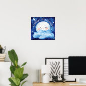 Sweet Dreams Baby Boy Blue Night Sky Poster (Thuiskantoor)