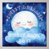 Sweet Dreams Baby Boy Blue Night Sky Poster (Voorkant)