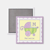 Sweet Dreams Baby Carriage Lavender Monogrammed Magneet (Voorkant / Achterkant)