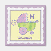 Sweet Dreams Baby Carriage Lavender Monogrammed Magneet (Voorkant)