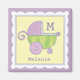 Sweet Dreams Baby Carriage Lavender Monogrammed Magneet