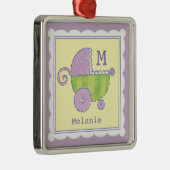 Sweet Dreams Baby Carriage Lavender Monogrammed Metalen Ornament (Rechts)