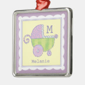 Sweet Dreams Baby Carriage Lavender Monogrammed Metalen Ornament (Links)