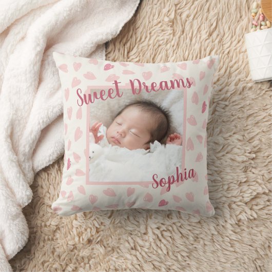 Sweet Dreams Baby Foto Keepslag en Naam Kussen (Deken)