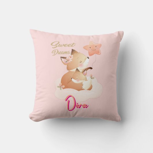Sweet Dreams Baby Fox Personalized Throw Pillow Kussen (Voorkant)