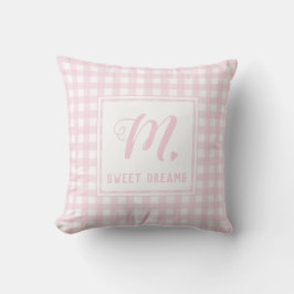Sweet Dreams Baby Roze Medium Gingham Monogram Kussen