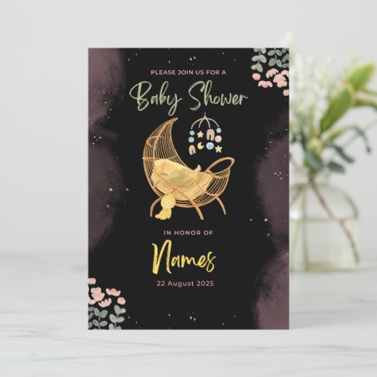 Sweet Dreams Baby shower Uitnodigen – #CribDInvita Kaart (Staand voorkant)