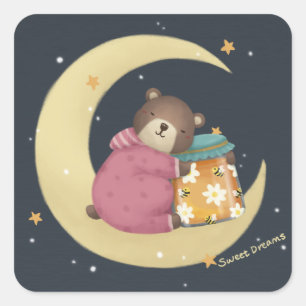 Sweet Dreams: Beer & Honing Illustratie Vierkante Sticker