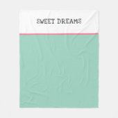 Sweet Dreams Blauwgroen groen en roze Fleece Deken (Voorkant)