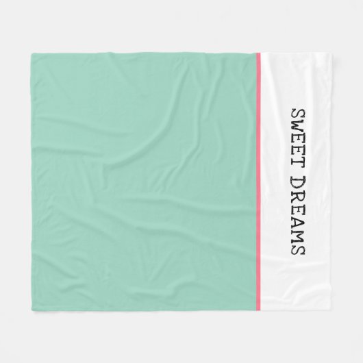 Sweet Dreams Blauwgroen groen en roze Fleece Deken (Voorkant (Horizontaal))