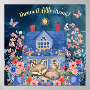 Sweet Dreams Bloemrijke Vos & Vogels Slaapkamer Poster