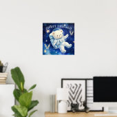 Sweet Dreams Blue Astronaut Teddy Nursery Poster (Thuiskantoor)