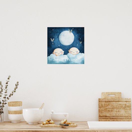 Sweet Dreams Blue Night Sky Nursery Poster (Keuken)