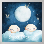 Sweet Dreams Blue Night Sky Nursery Poster (Voorkant)