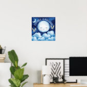Sweet Dreams Blue Night Sky Nursery Poster (Thuiskantoor)