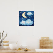 Sweet Dreams Blue Night Sky Nursery Poster (Keuken)