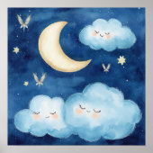 Sweet Dreams Blue Night Sky Nursery Poster (Voorkant)