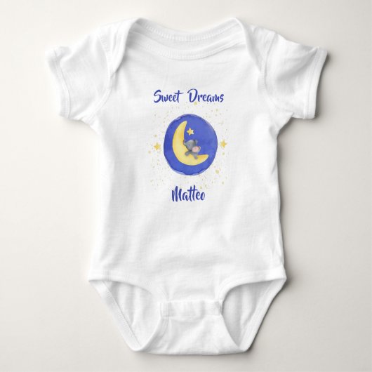 Sweet Dreams Boy Baby Elephant 1 Romper (Voorkant)
