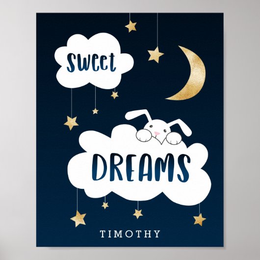 Sweet Dreams Bunny Blue Poster (Voorkant)