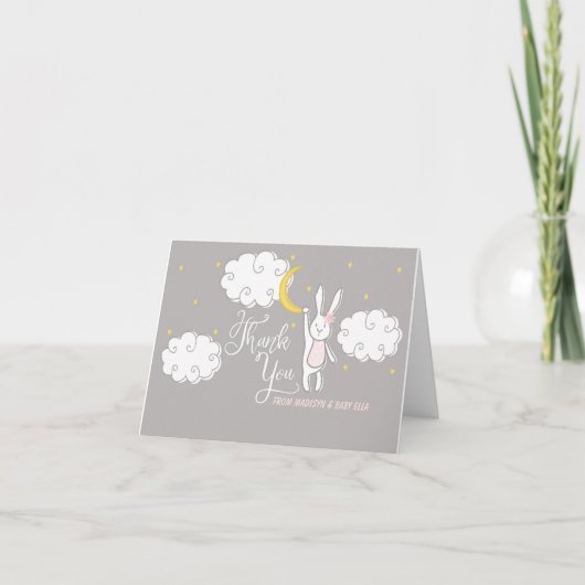 "Sweet Dreams" Bunny gevouwen bedankje Bedankkaart (Voorkant)