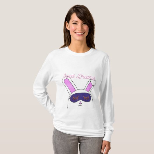 Sweet Dreams Bunny Lange Mouw Pajama Shirt (Voorkant volledig)