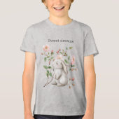 Sweet Dreams Bunny Rabbit Roses Pink Floral Tri-Blend Shirt (Voorkant)