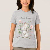 Sweet Dreams Bunny Rabbit Roses Pink Floral Tri-Blend Shirt (Voorkant)