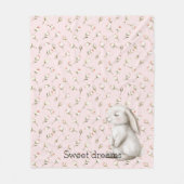 Sweet Dreams Bunny Rabbit Rozen Roze Bloemen Fleece Deken (Voorkant)