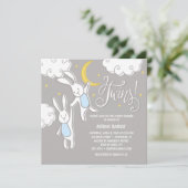 "Sweet Dreams Bunny" Twins Baby shower Uitnodiging (Staand voorkant)
