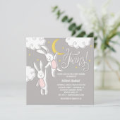 "Sweet Dreams Bunny" Twins Baby shower Uitnodiging (Staand voorkant)