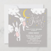 "Sweet Dreams Bunny" Twins Baby shower Uitnodiging (Voorkant)