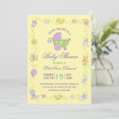 Sweet Dreams Carriage Geel Baby shower Kaart (Staand voorkant)