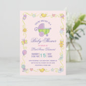 Sweet Dreams Carriage Roze Baby shower Kaart (Staand voorkant)