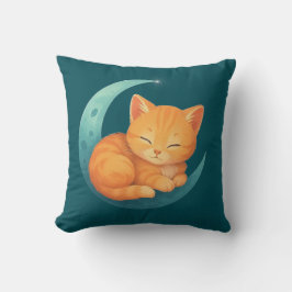 Sweet Dreams Cat on Moon Pillow Kussen