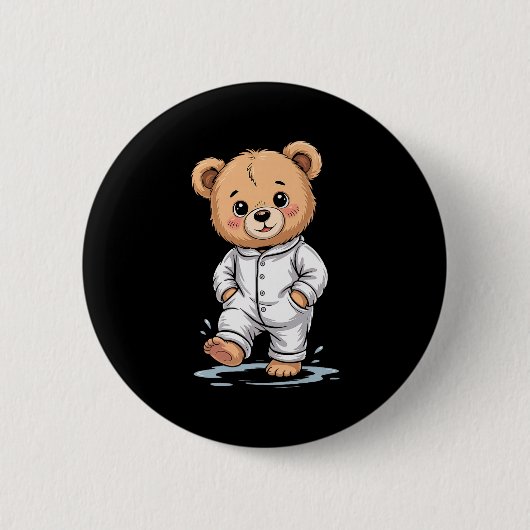 Sweet Dreams Cool Teddy Bear With Pajamas Premium Ronde Button 5,7 Cm (Voorkant)