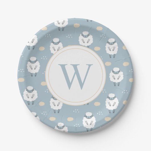 Sweet Dreams Counting Sheep Monogram Papieren Bordje (Voorkant)