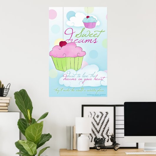 Sweet Dreams Cupcake Cloud Poster (Thuiskantoor)