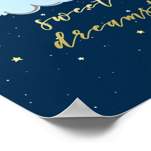 Sweet Dreams - Cute Bunny op een Cloud Nursery Poster (Hoek)