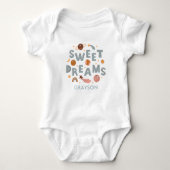 Sweet Dreams Cute Moon Stars Persoonlijke naam Romper (Voorkant)