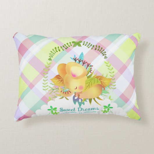 Sweet Dreams Elephant Baby Blanket Accent Kussen (Voorkant)