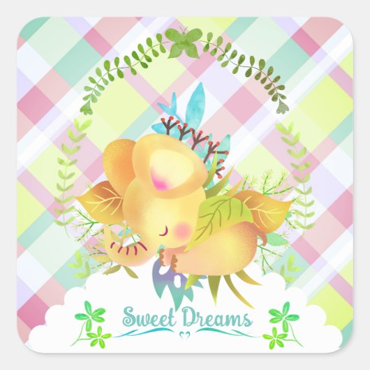 Sweet Dreams Elephant Baby Vierkante Sticker (Voorkant)